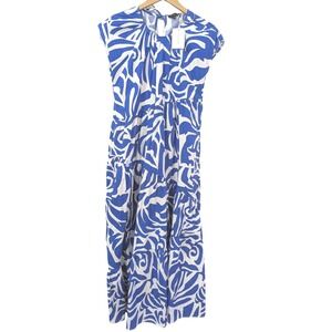 1.STATE Blue White Asymmetrical Tiered Maxi Dress Women's Size S NEW Resort